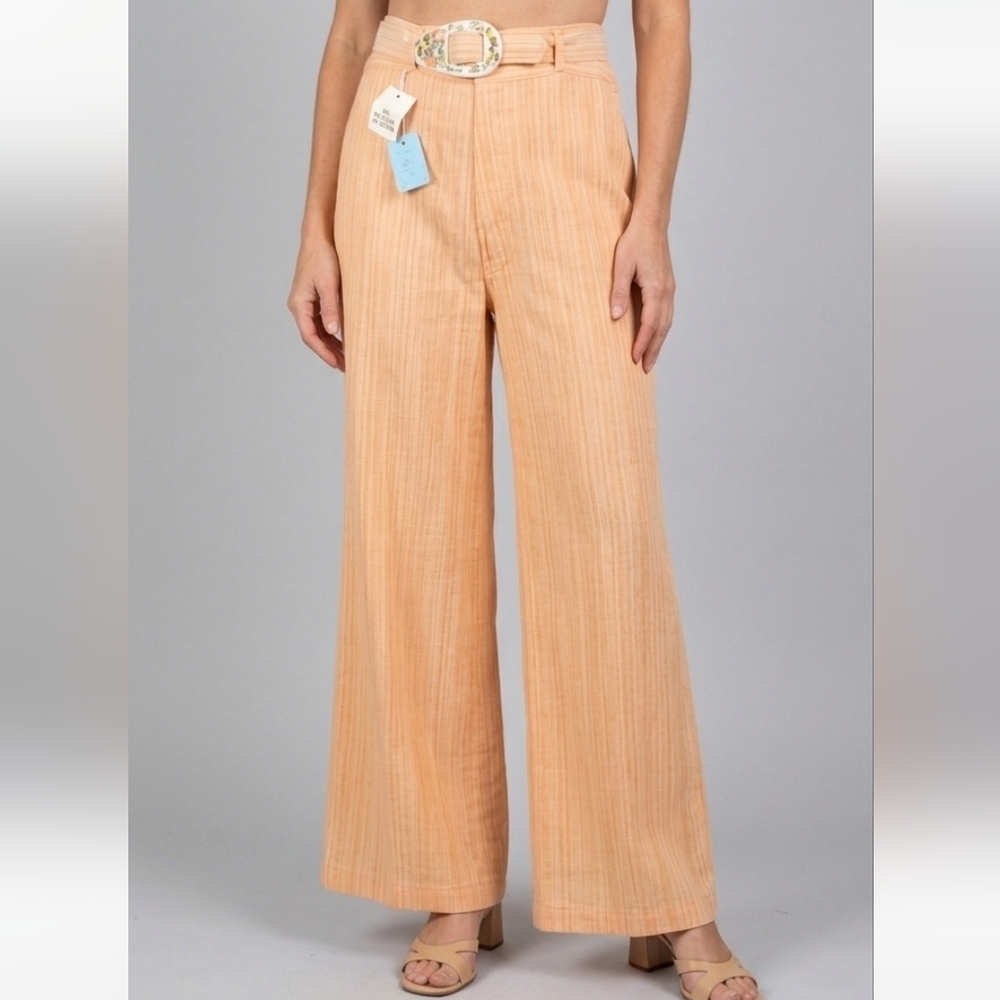 Deadstock 1960's Peach Super High Rise Super Wide Leg Mushroom Belt Pant